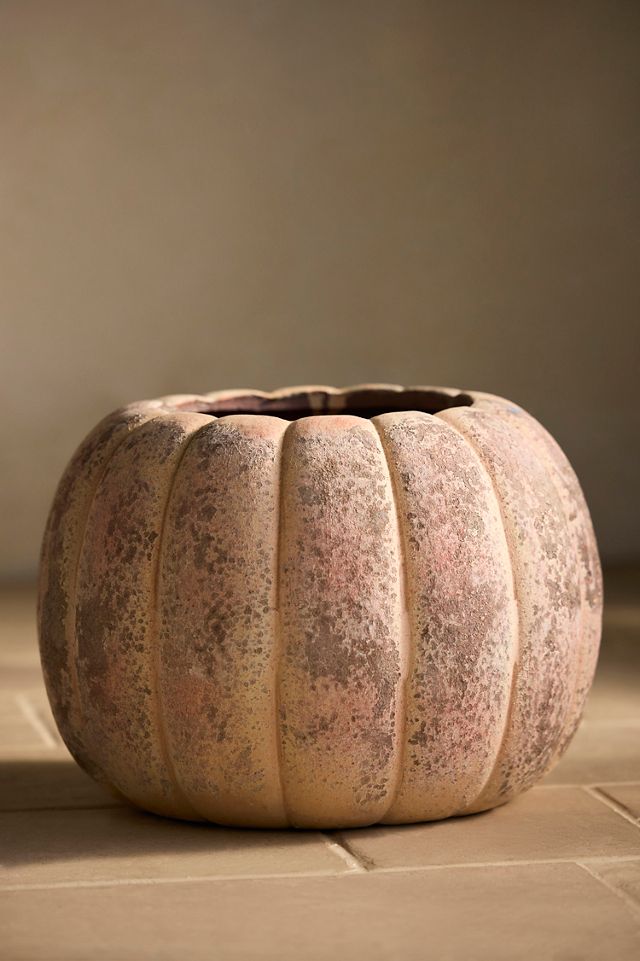 Canyon Orange Stoneware Pumpkin Planter #2
