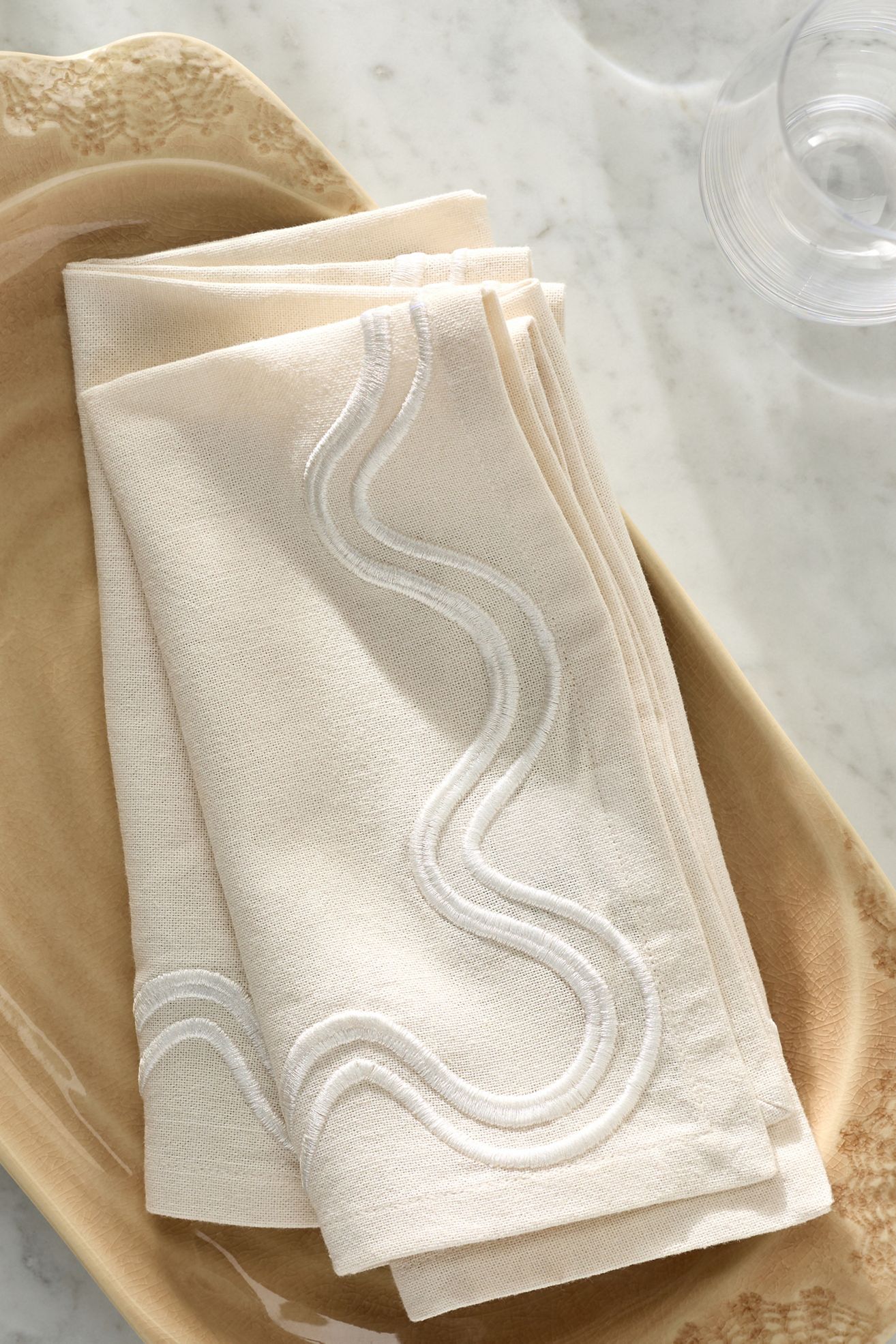 Madeline Embroidered Napkins, Set of 2 - Neutral, Set Of 2