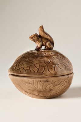 Squirrel Ceramic Lidded Nut Bowl