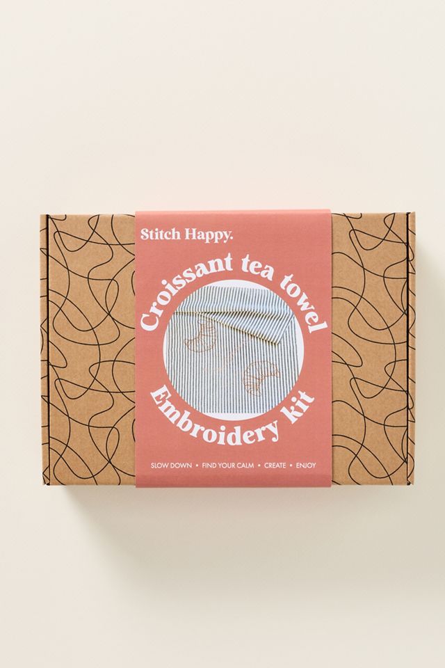 DIY Striped Croissant Tea Towel Embroidery Kit #2