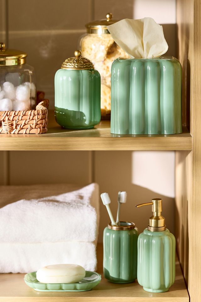 Pot de salle de bain avec couvercle en verre festonné Eloise #1