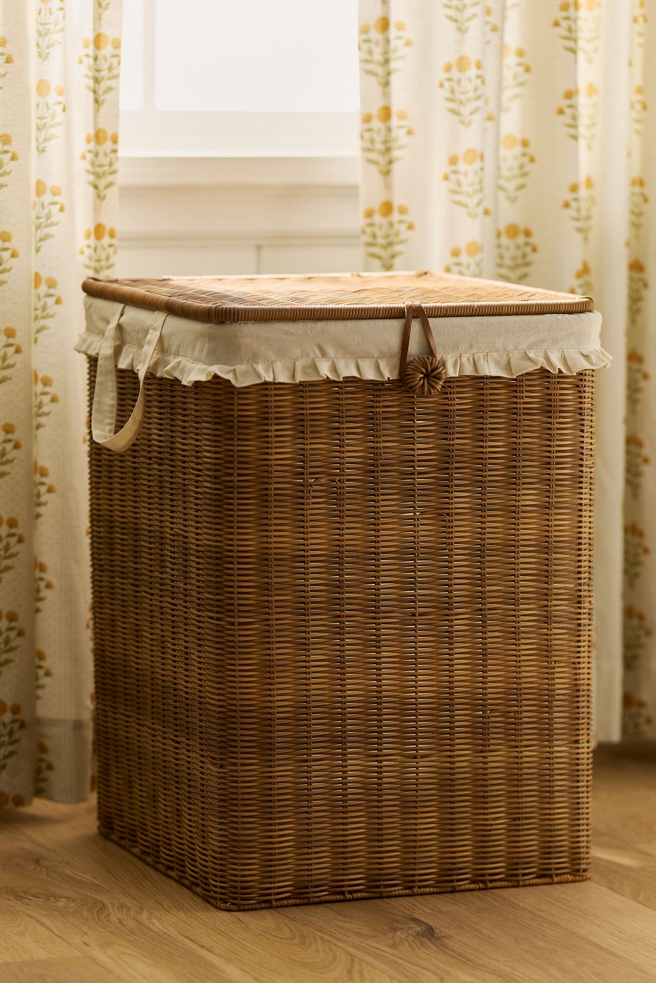 Calista Skirted Faux Rattan Hamper - Natural, One Size