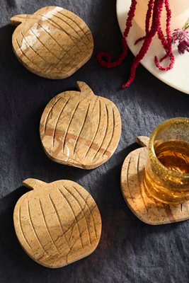 Terrain Marble Pumpkin Coasters, Set Of 4 In Brown