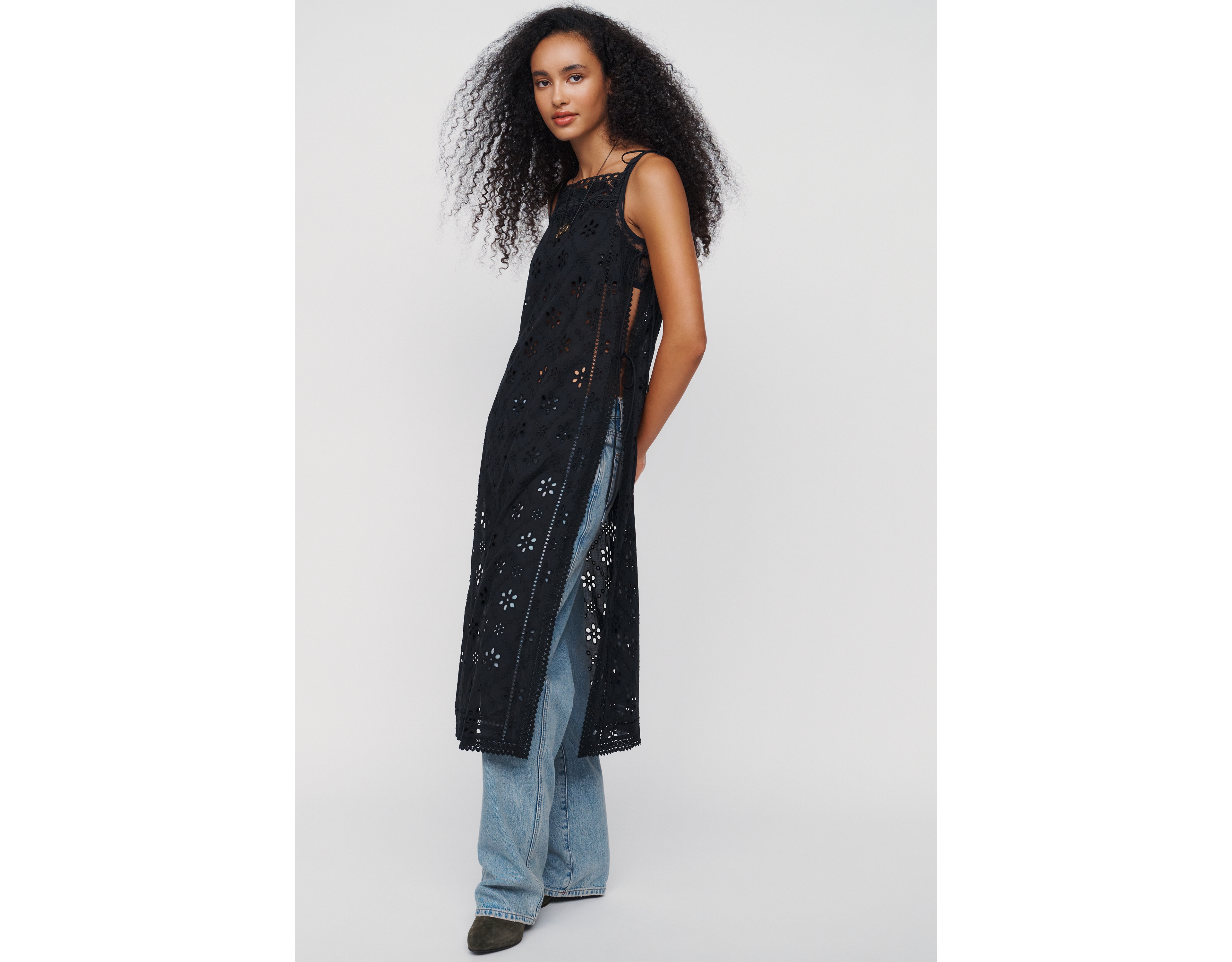 Love Wednesday 100% Cotton Eyelet Flyaway Tunic
