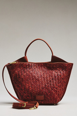 Austin Large Woven Leather Top Handle Bag