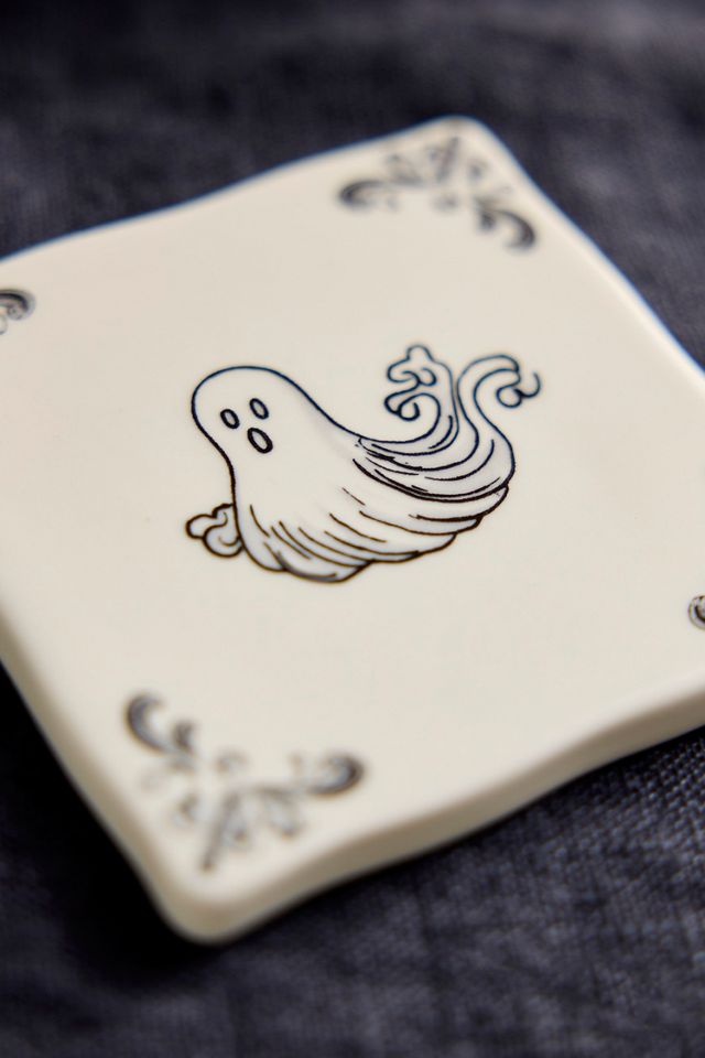 Halloween Delft Stoneware Coasters, Set of 4 #1