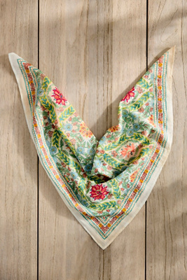 Embroidered Floral Lattice Cotton Bandana | Anthropologie
