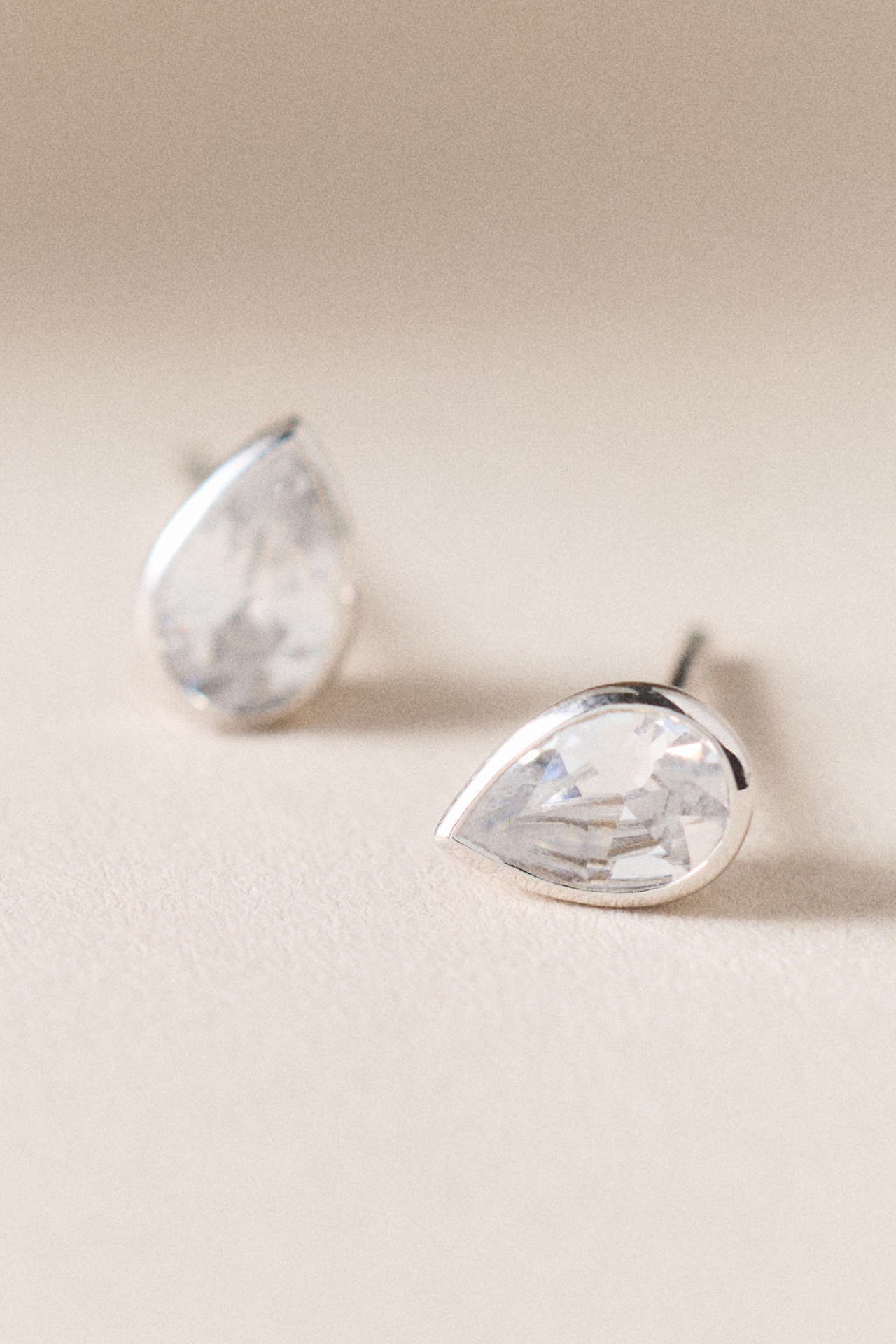 Bezel Pear-Cut Diamond Stud Earrings