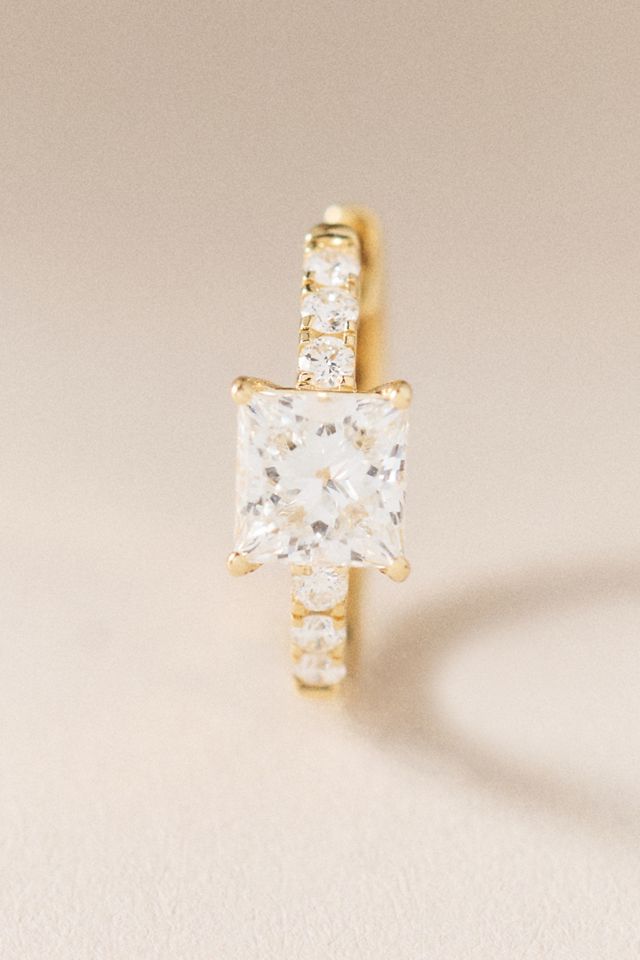 Princess-Cut Lab Diamond Hoop Earrings #1