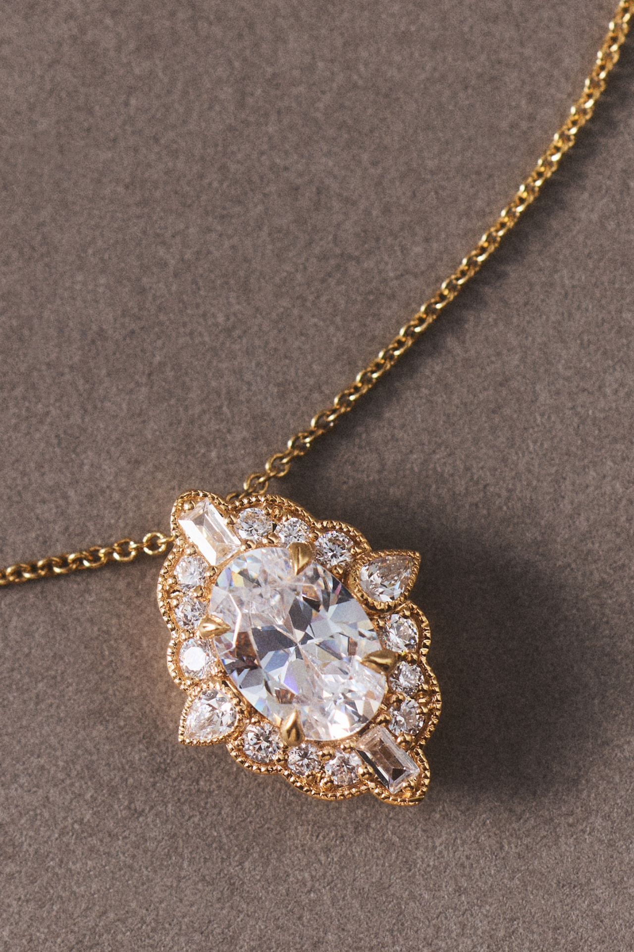 Antique-Inspired Diamond Pendant Necklace