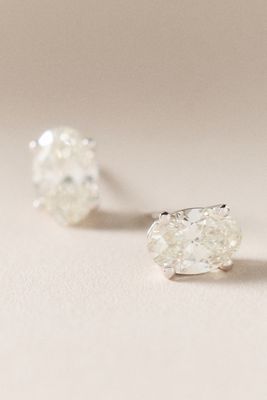 Oval-Cut Lab Diamond Post Earrings