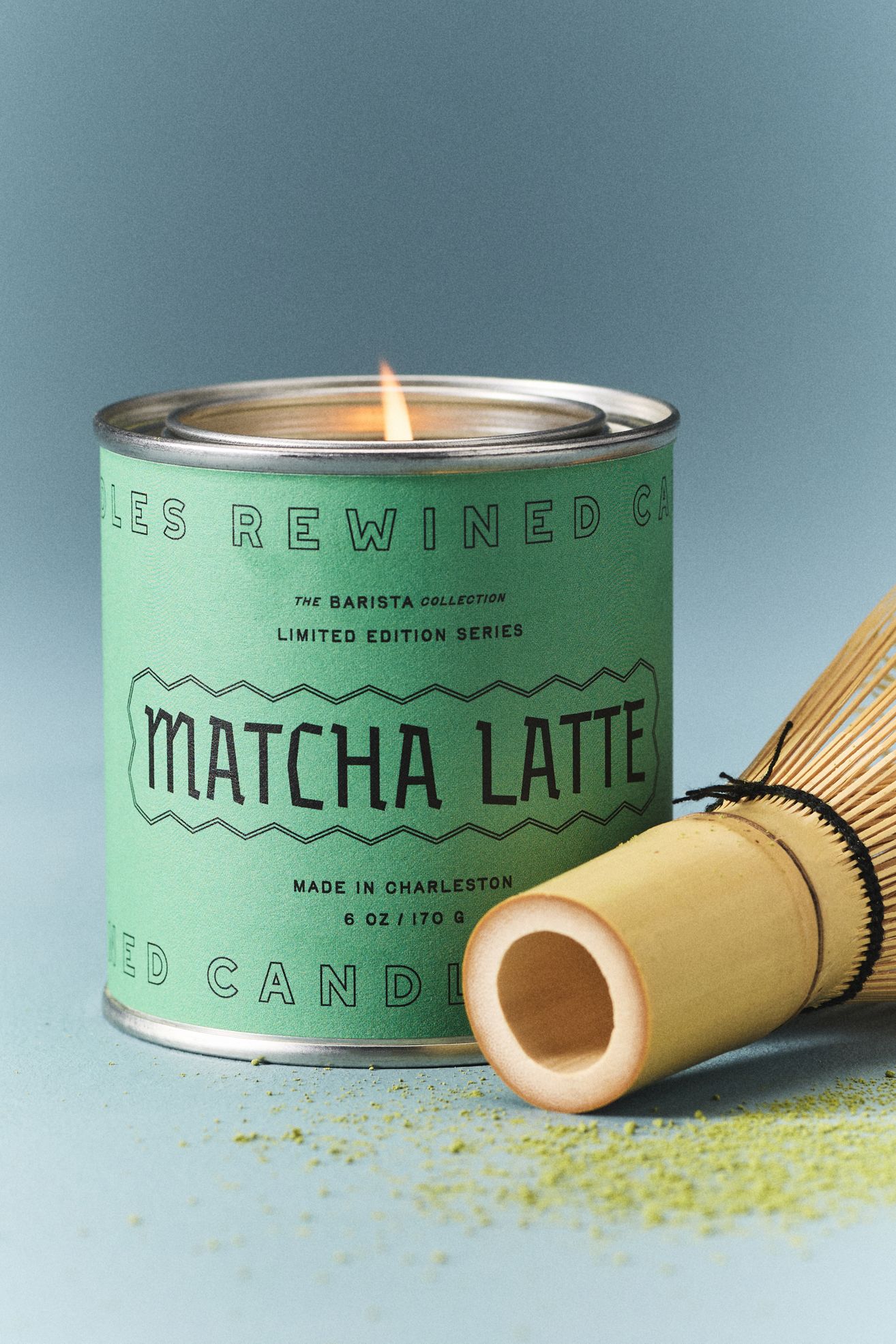 Rewined Gourmand Matcha Latte Tin Candle - Green, S