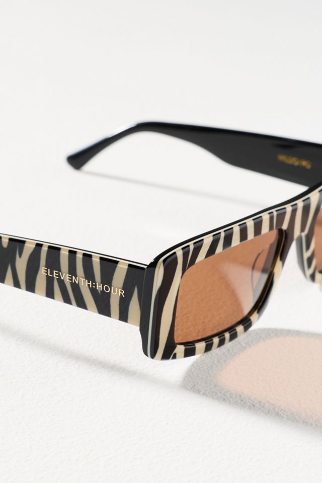 Eleventh Hour Slim Rectangle Patterned Sunglasses #2