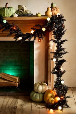Faux Black Juniper Garland, 9’