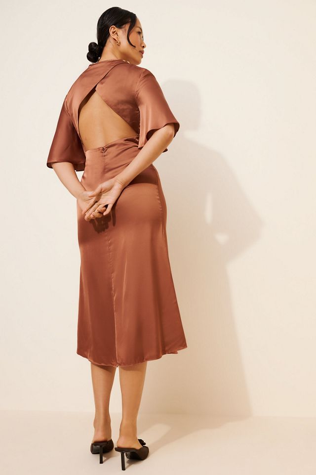 BHLDN Short-Sleeve Open-Back Side-Slit Midi Dress #3