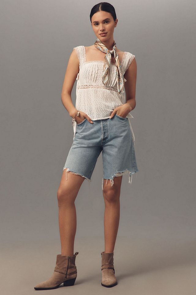 Pilcro Square-Neck Cotton Pintuck Blouse #3