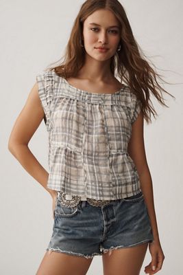 Short-Sleeve Seamed Swing Top