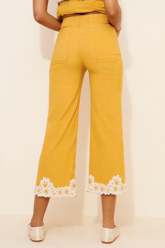 Maeve The Colette Floral Embroidered Pants #1