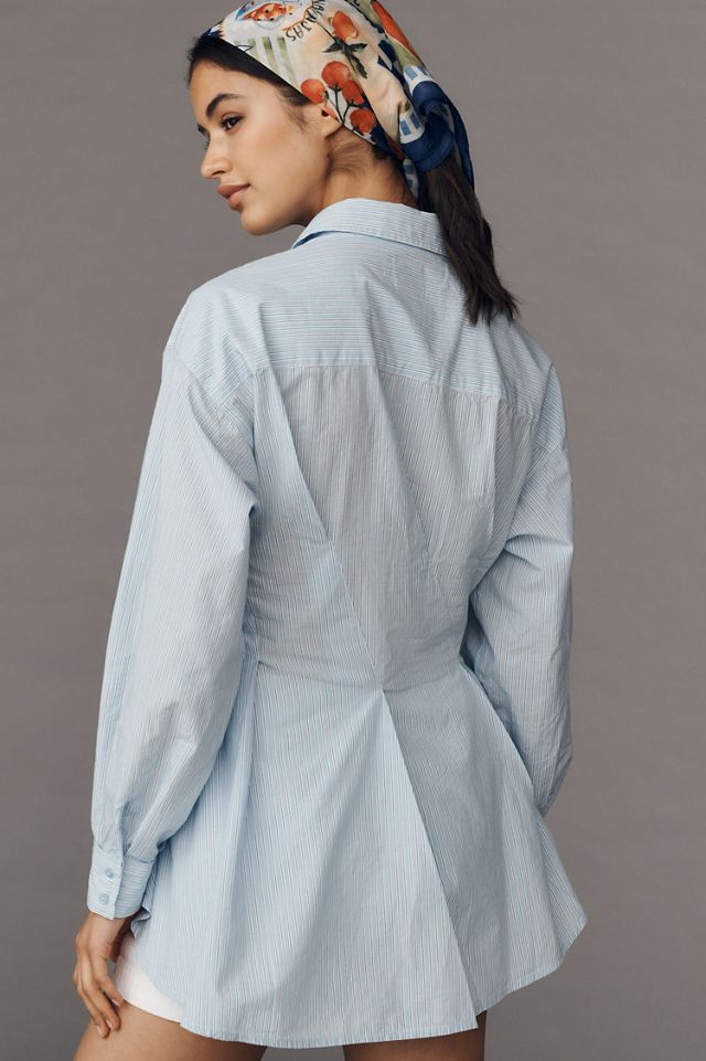 Maeve Long-Sleeve Waisted Buttondown Shirt #4