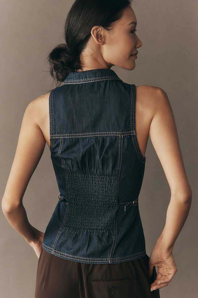 Pilcro Denim Zip-Front Vest #3