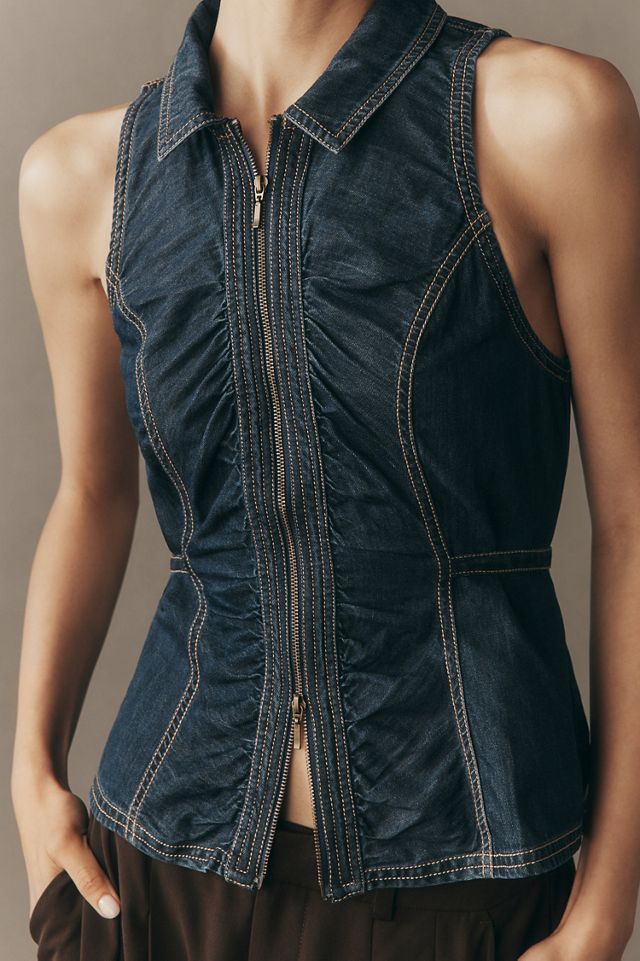 Pilcro Denim Zip-Front Vest #2