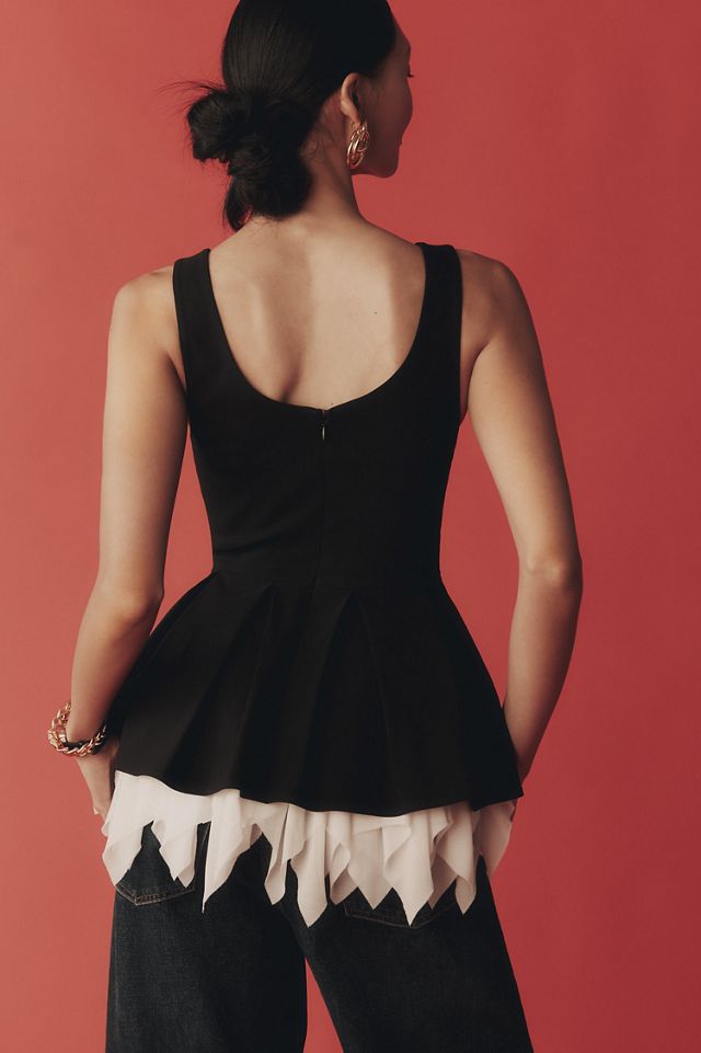 Mare Mare Sleeveless Peplum Frill-Hem Shell Top #2