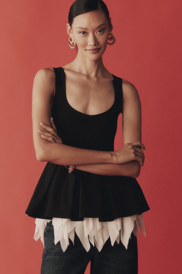 Mare Mare Sleeveless Peplum Frill-Hem Shell Top | Anthropologie