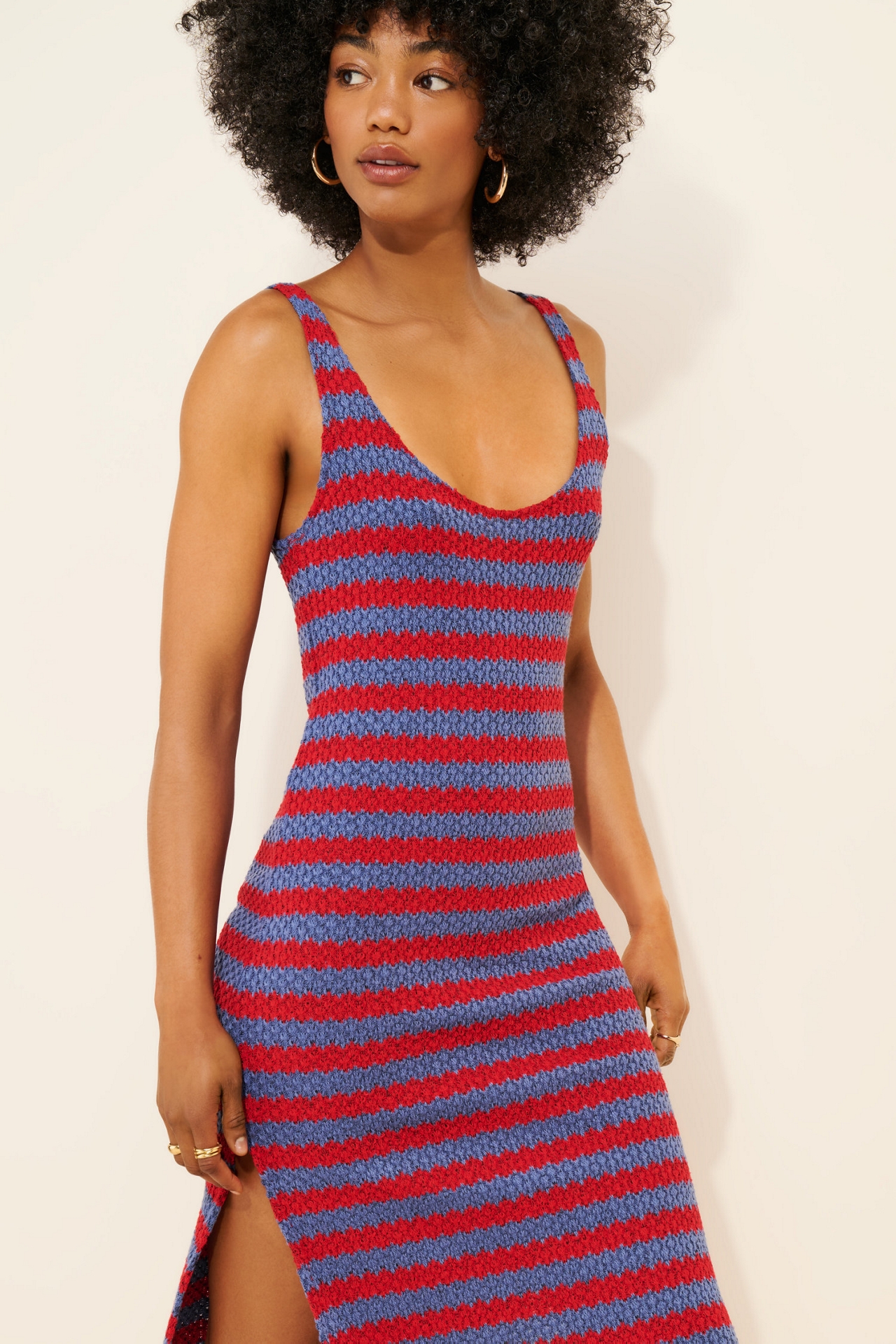 Celandine Stripe Knit Tank Midi Dress