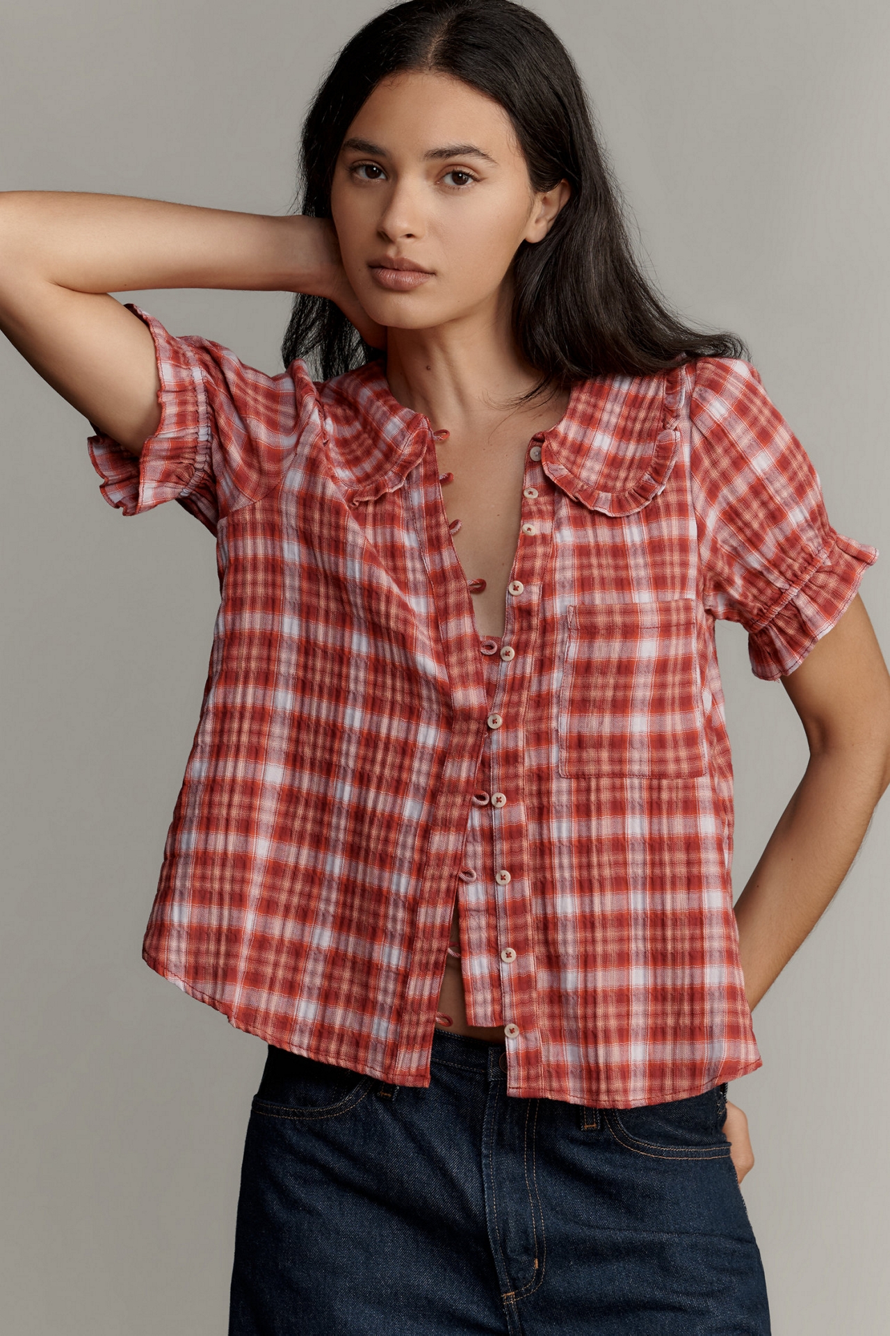 Pilcro The Keira Plaid Blouse