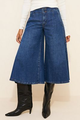 Pilcro Skirty High-Rise Crop Wide-Leg Jeans