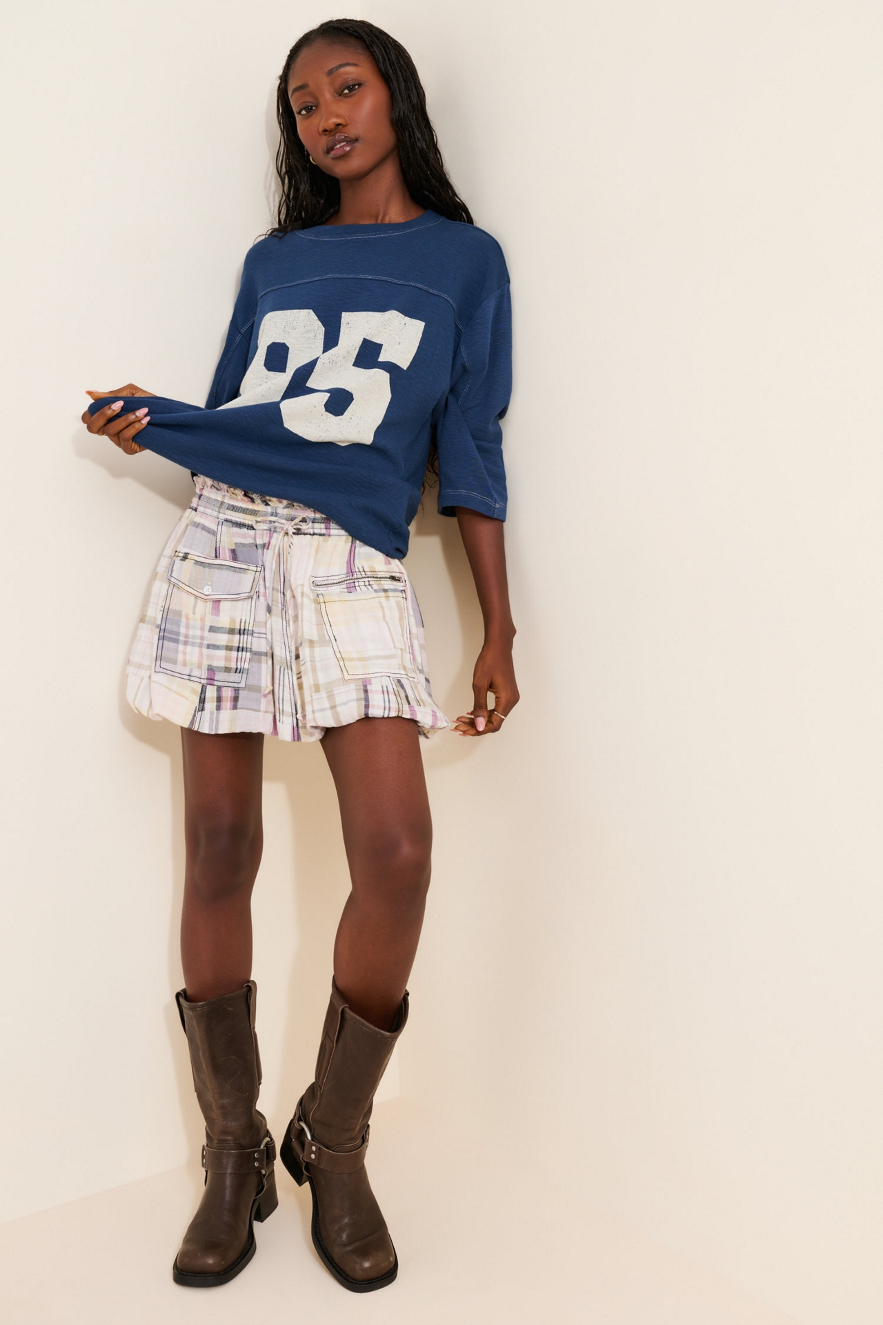 Pilcro Patchwork Bubble Mini Skirt