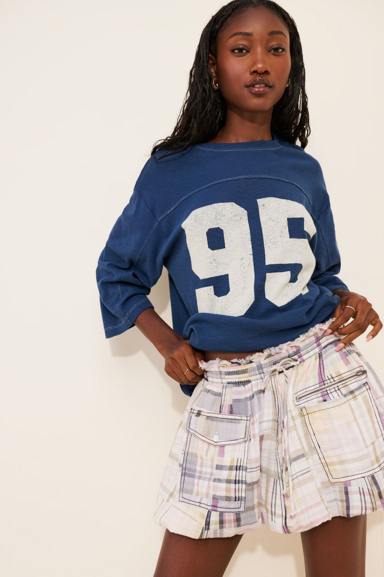 Pilcro Patchwork Bubble Mini Skirt