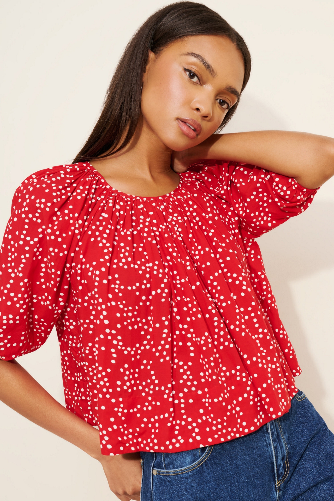 Madewell Shirred Puff-Sleeve Top