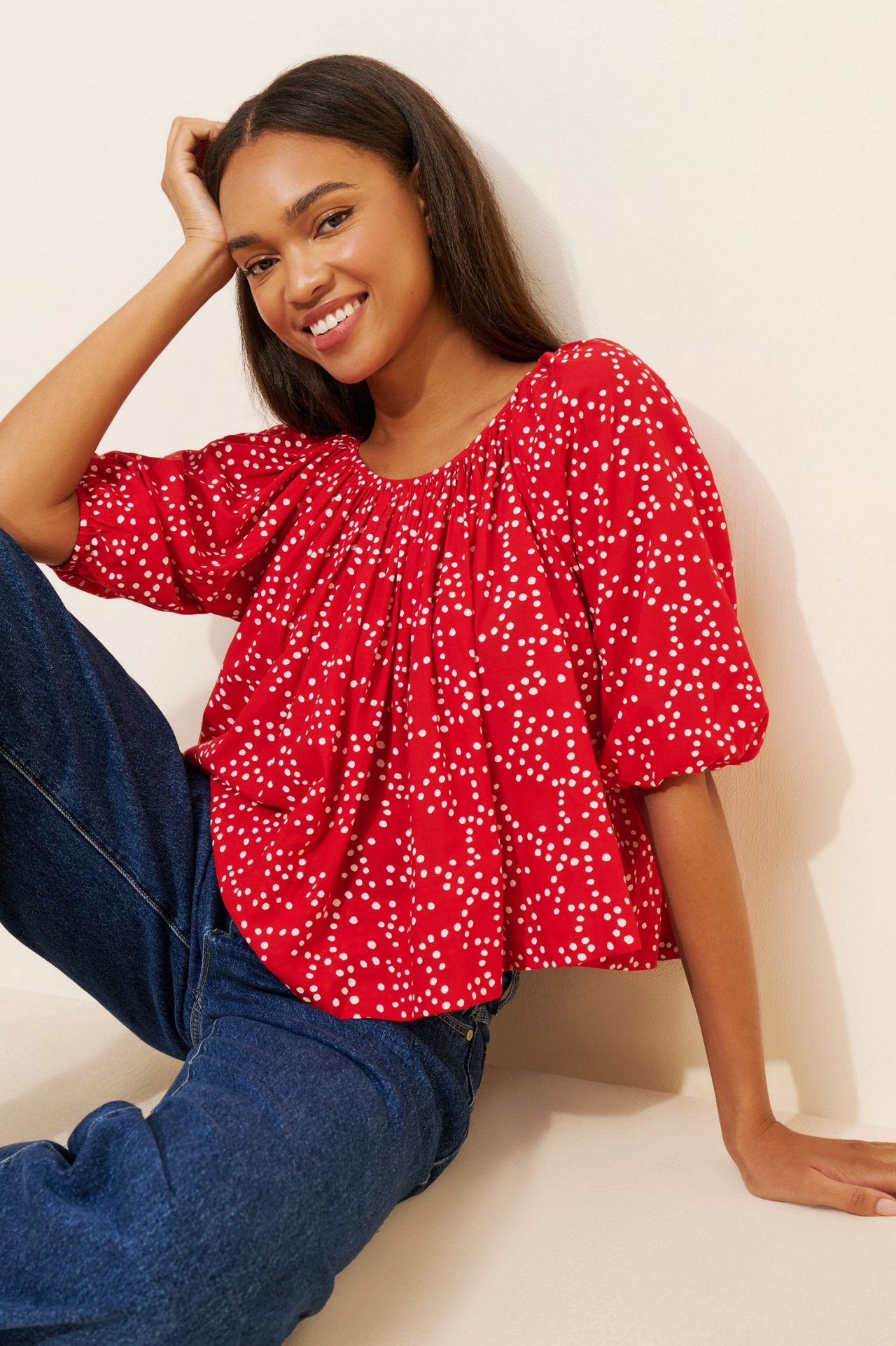 Madewell Shirred Puff-Sleeve Top
