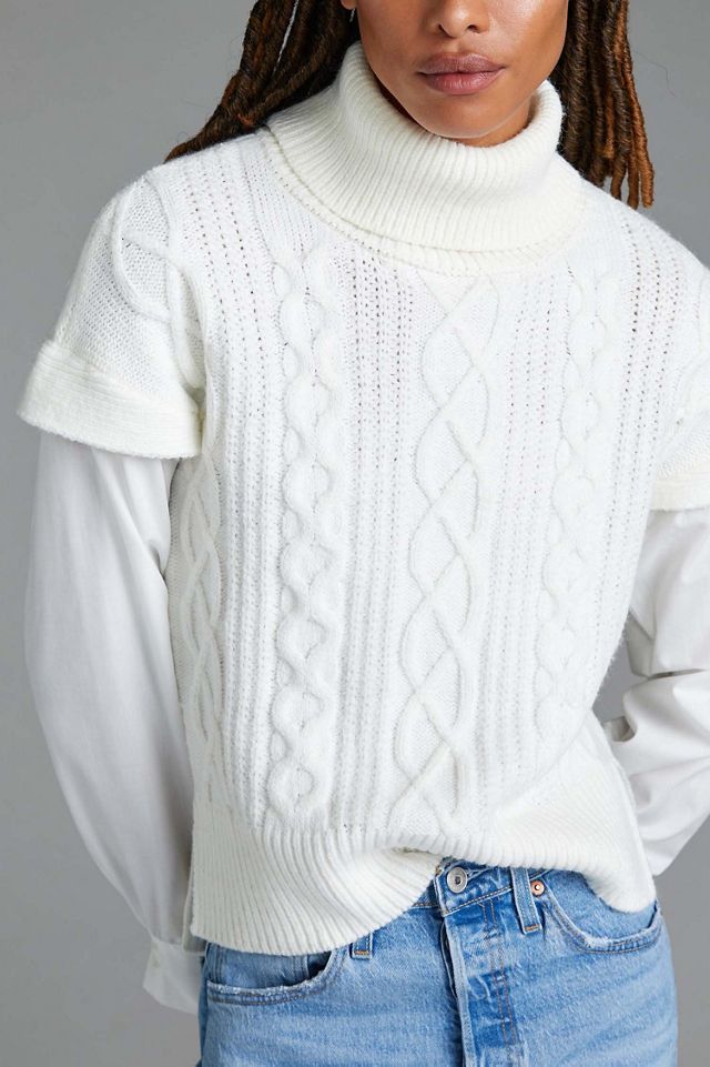 Design History Layered Cable-Knit Sweater Tee #1