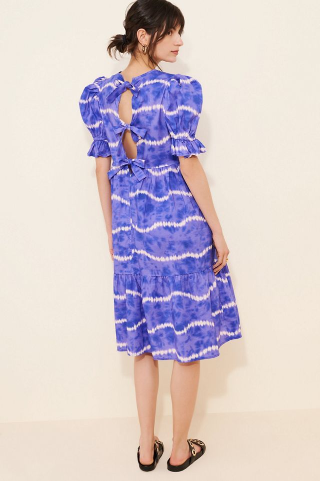 The Lulo Project Striped Tie Dye Puff Sleeve Midi Dress #3