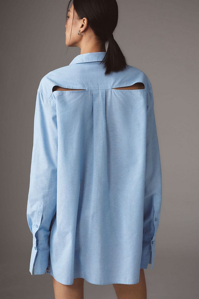 Self Contrast Mini Cutout Shirt Dress #2