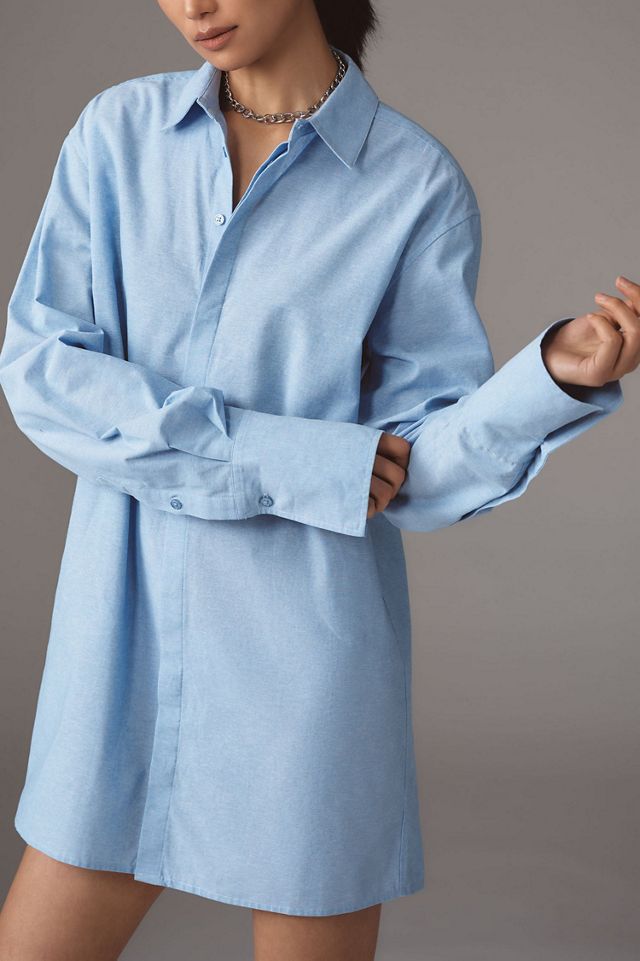 Self Contrast Mini Cutout Shirt Dress #4
