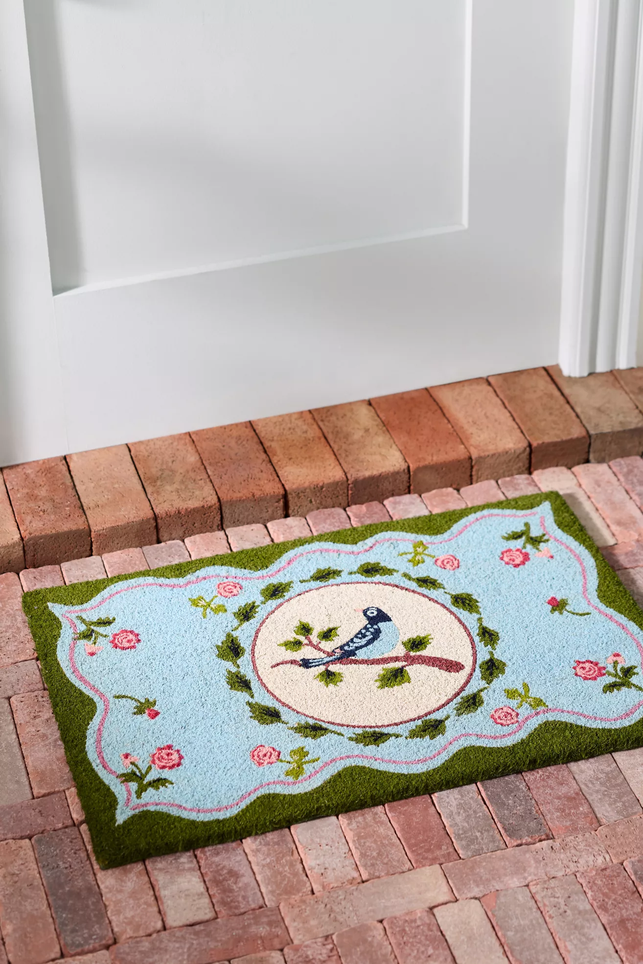 Bordered Bird Coir Printed Doormat