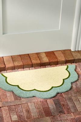 Anthropologie Devon Scalloped Coir Printed Doormat In Blue