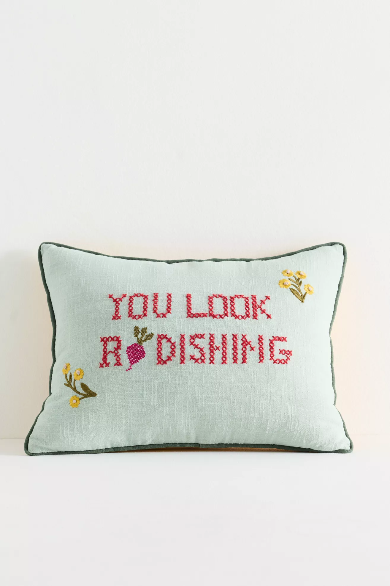 Sprout Cotton Embroidered Pillow - thumbnail 4