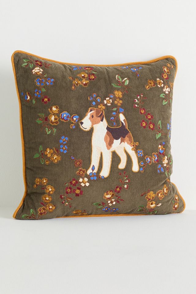 Barbour Embroidered Corduroy Tartan Dog Cushion #1