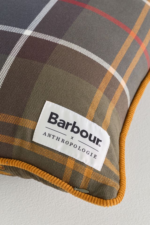 Barbour Embroidered Corduroy Tartan Dog Cushion #3
