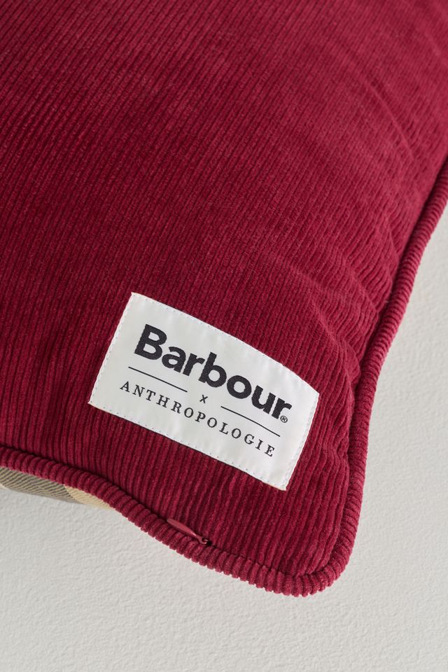 Barbour Embroidered Corduroy Tartan Dog Cushion #2