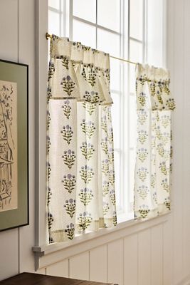 Eudora Cotton Printed Valence Cafe Curtains, Set of 2