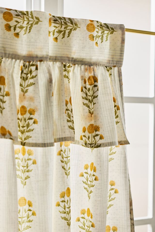 Cortinas de Café Eudora de Algodón Estampado con Cenefa, Juego de 2 #1