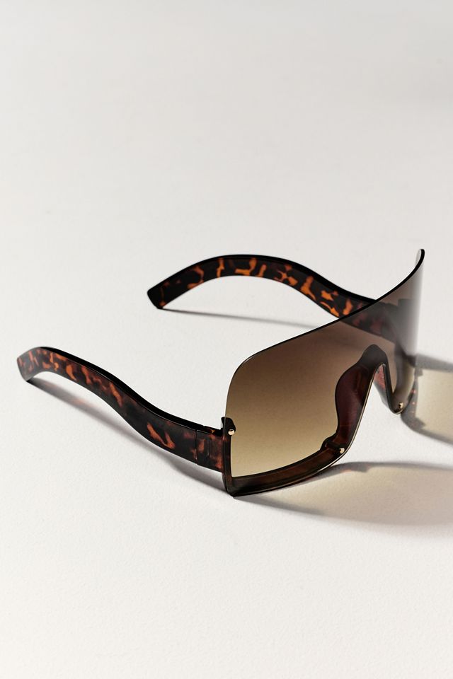 Oversized Wraparound Shield Sunglasses #1
