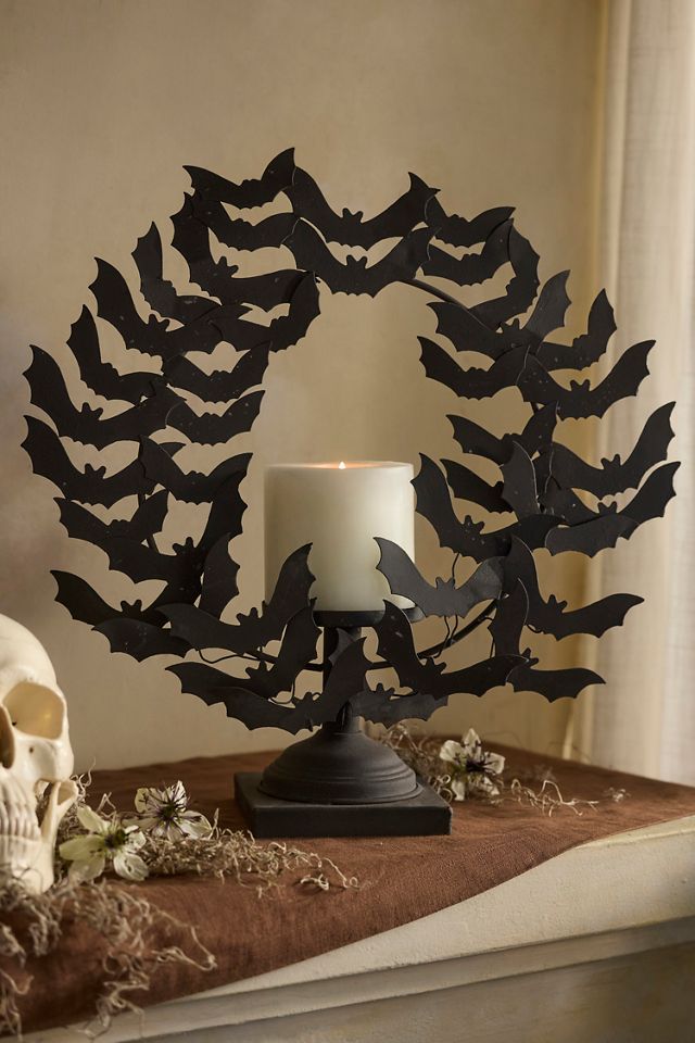 Bat Swarm Pillar Candle Holder #2