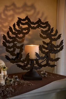 Bat Swarm Pillar Candle Holder