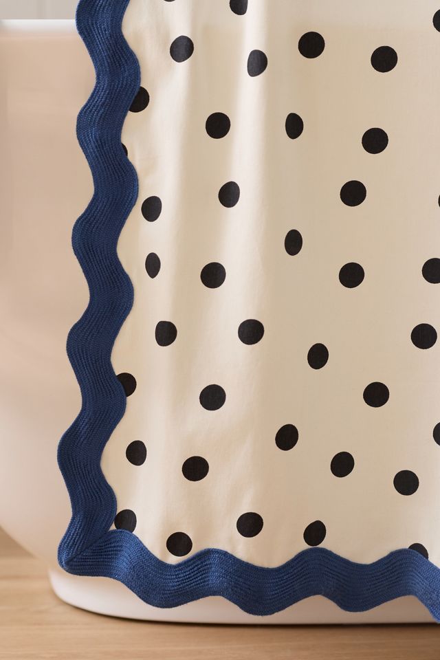 Maeve Cotton Polka Dot Scallop Shower Curtain  #1